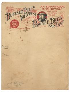 Appraisal: Buffalo Bill Letterhead Circa Letterhead reading Buffalo Bill's Wild West