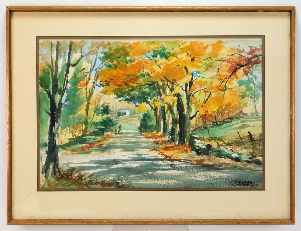 Appraisal: Spencer Crooks Autumnal Landscape WC Painting W Spencer Crooks Rhode