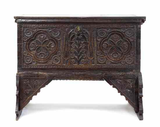 Appraisal: A Renaissance Style Carved Blanket Chest having an intricately carved