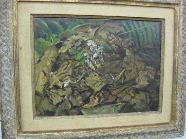 Appraisal: Gertrude Tonsberg ''Indian Pipes '' oil tempera on board emerging