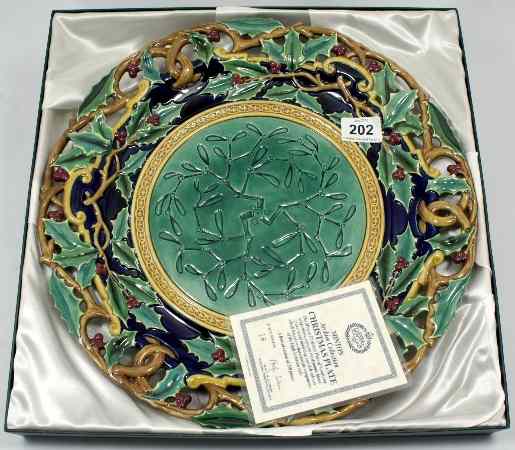 Appraisal: Minton Majolica Christmas Plate Boxed with Certificate