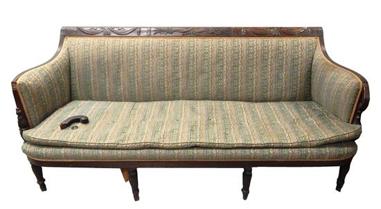 Appraisal: th C American Federal sofa mahogany beautifully shaped frame crest