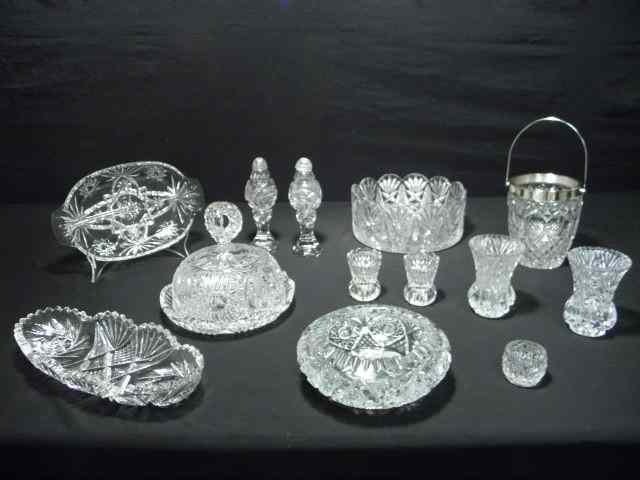 Appraisal: Large lot of assorted cut crystal and glass Includes dishes