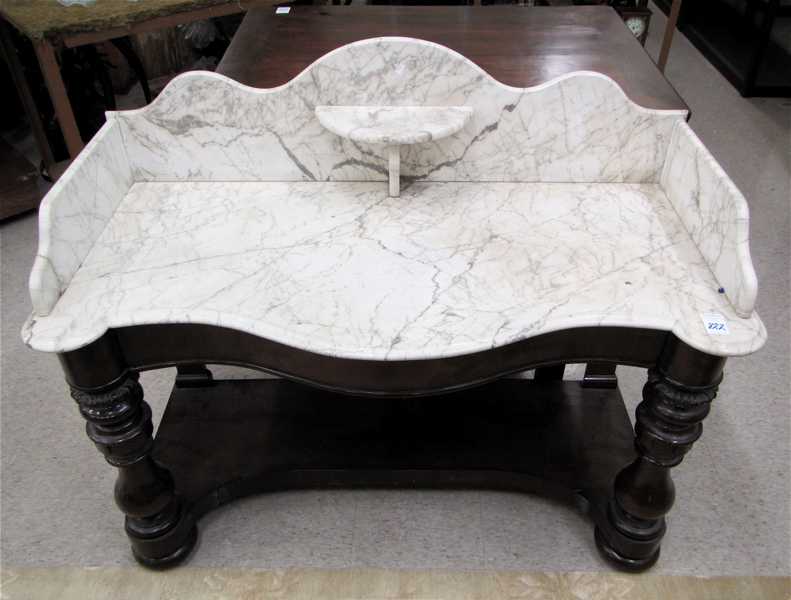 Appraisal: VICTORIAN MARBLE-TOP MAHOGANY WASHSTAND Scottish th century having a conformingly