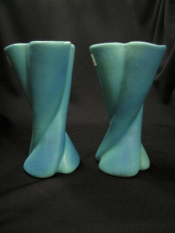 Appraisal: Pair of Van Briggle Art Pottery Vases twist design turquoise