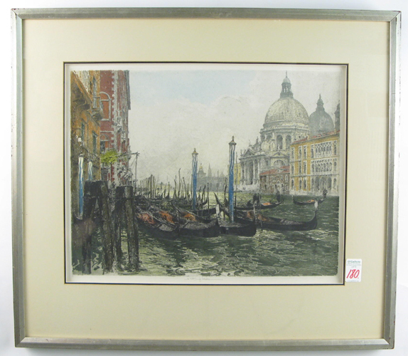 Appraisal: LUIGI KASIMIR Austrian - Etching and aquatint titled Venice Grand