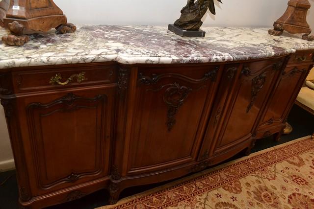 Appraisal: LOUIS XV STYLE FOUR DOOR MARBLE TOP SIDEBOARD