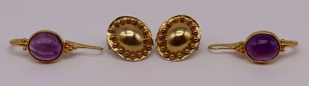 Appraisal: JEWELRY Pairs of Helen Woodhull Gold Earrings Includes a pair