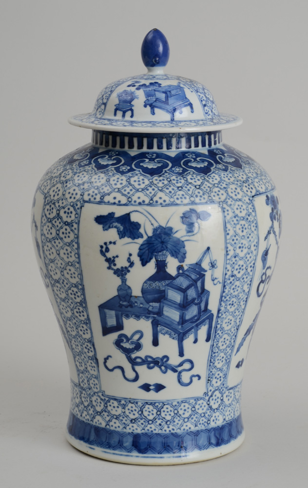 Appraisal: CHINESE BLUE ANE WHITE PORCELAIN GINGER JAR AND COVER With