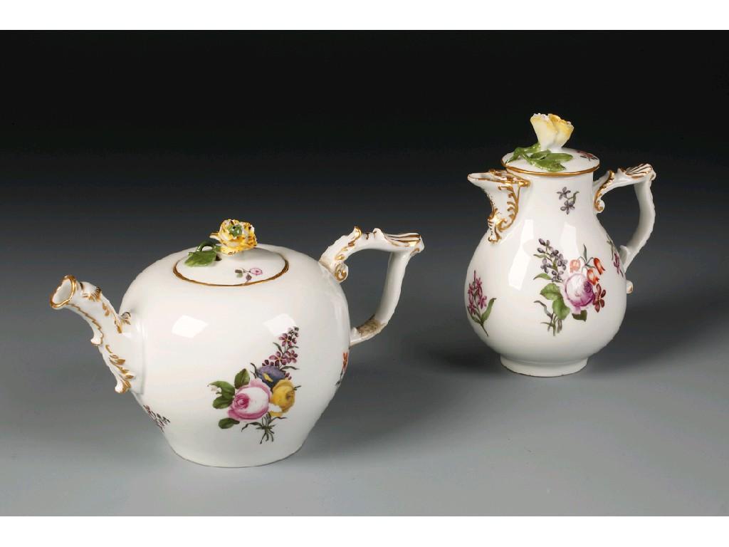 Appraisal: A MEISSEN PART CABARET SET circa painted with Deutsche Blumen