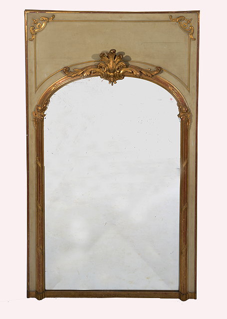 Appraisal: A LOUIS XIV STYLE PAINTED AND PARCEL GILT WALL MIRROR