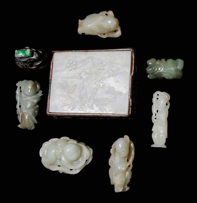 Appraisal: Eight Pieces of Jade Serpentine Chinese th and th century