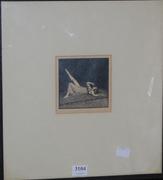 Appraisal: LIONEL LINDSAY SMOKING WOMAN WOODCUT UNSIGNED AND UNEDITIONED