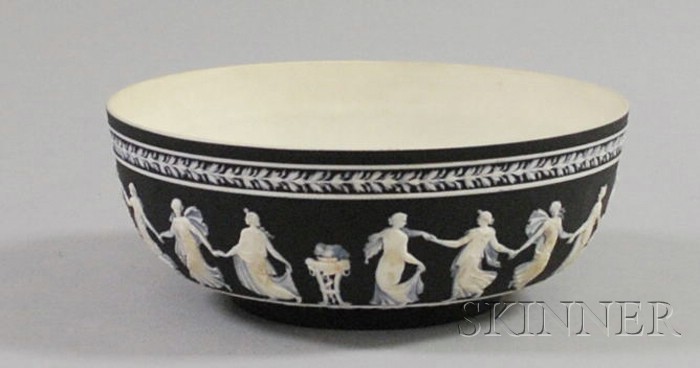 Appraisal: Wedgwood Black Jasper Dip Dancing Hours Bowl ht dia in