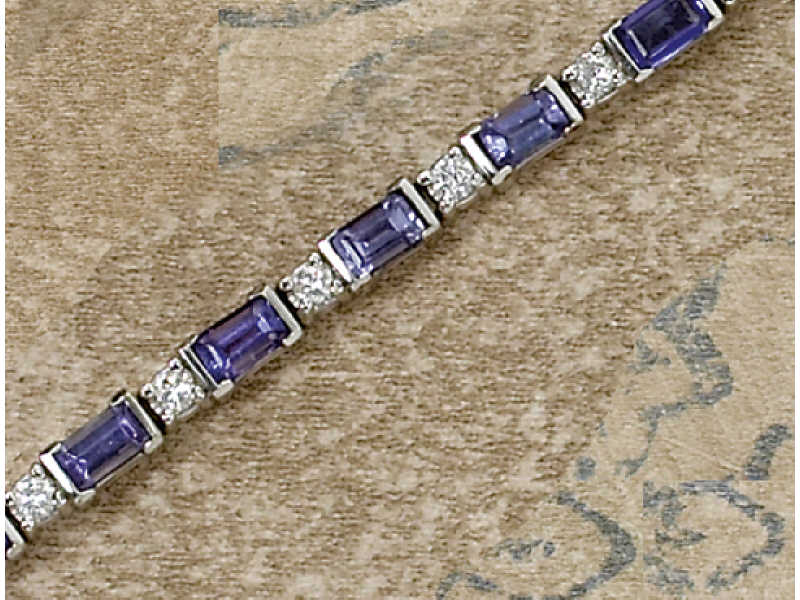 Appraisal: TANZANITE AND DIAMOND BRACELET k white gold bracelet set with