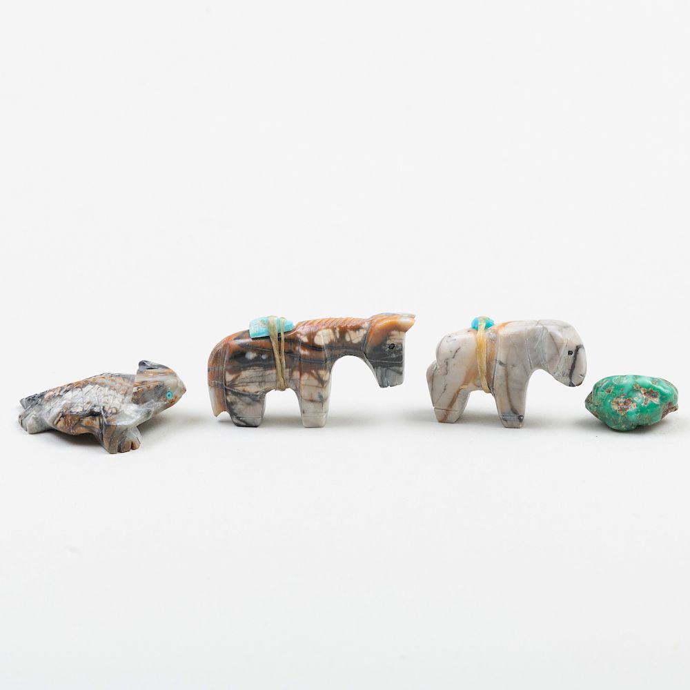 Appraisal: Group of Three Native American Stone Animal Fetishes comprising a