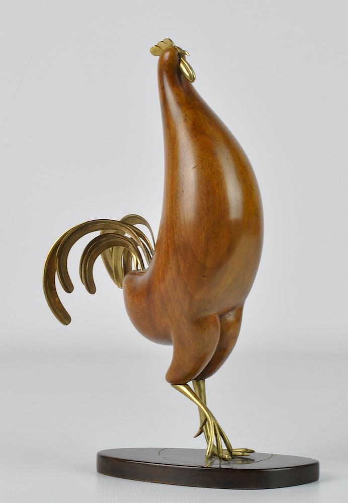 Appraisal: Karl Hagenauer Modernistic Rooster Sculpture Karl Hagenauer Austria - Walnut