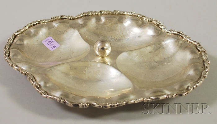 Appraisal: Mexican Serving Silver Serving Tray oval shaped with four sections