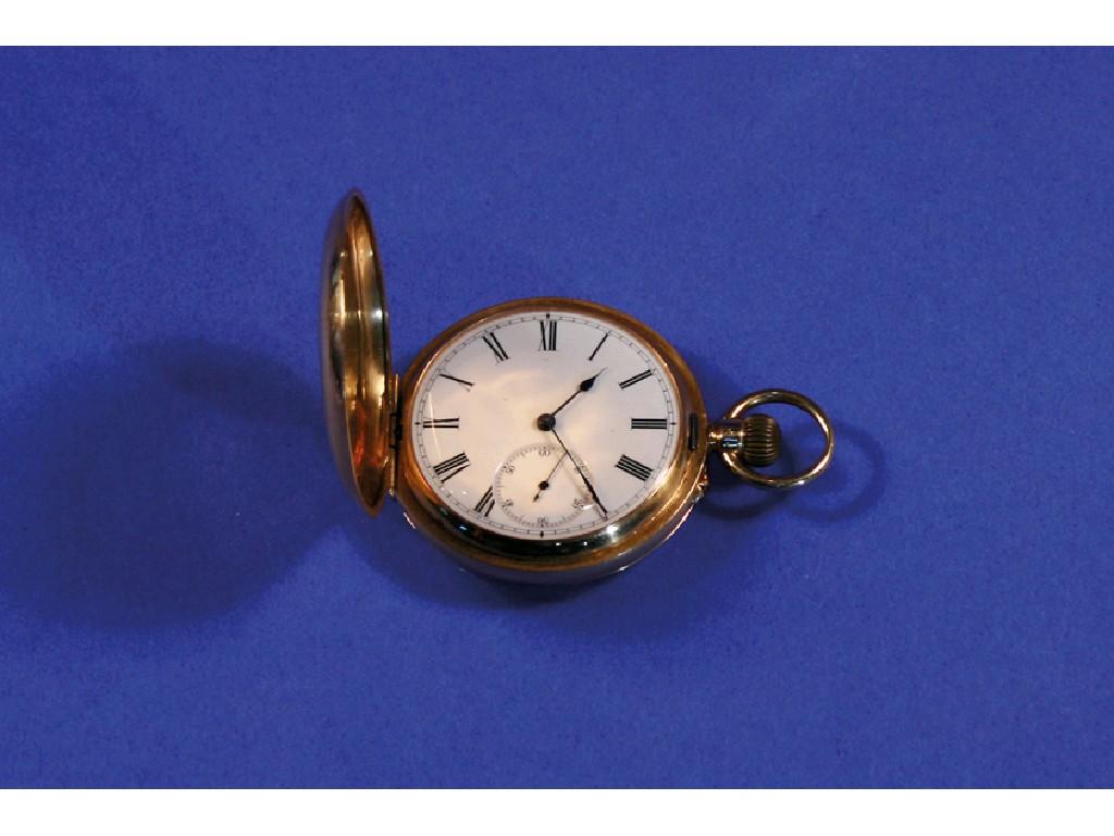 Appraisal: A GENTLEMAN'S CT GOLD HUNTING CASED POCKET WATCH the white