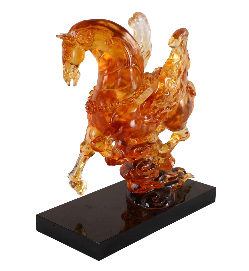 Appraisal: ART GLASS HORSE FIGUREsigned LLGF Liuli Gongfang dated numbered Provenance