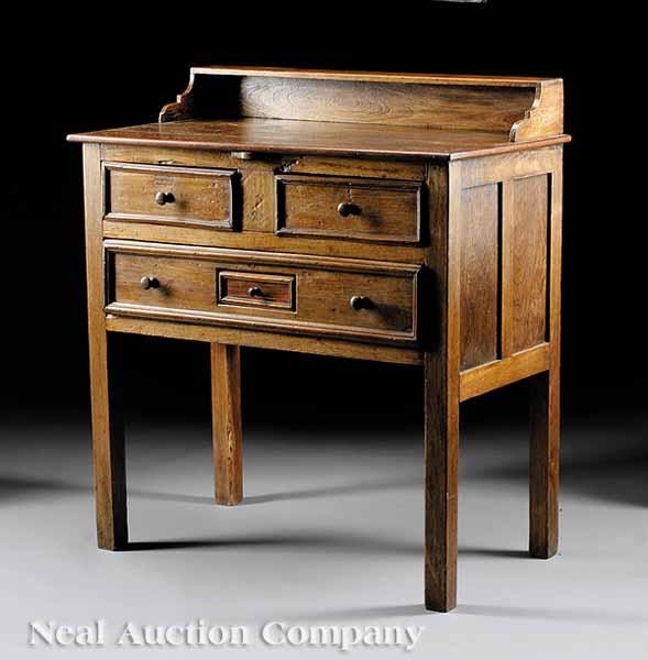 Appraisal: An Antique French Provincial Desk galleried top above three drawers