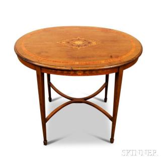 Appraisal: Edwardian Inlaid Mahogany Oval Occasional Table England early th century