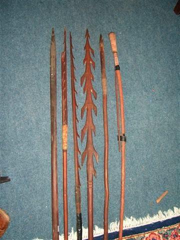 Appraisal: Six various ethnographic possibly South Sea Island wooden fishing spears