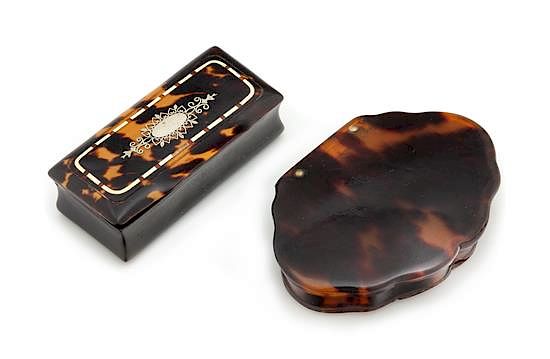 Appraisal: Two Tortoise Shell Snuff Boxes Width of larger inches Two