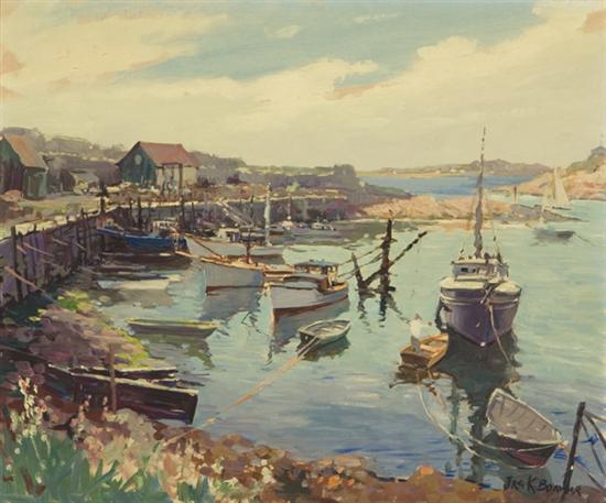 Appraisal: BONNAR JAMES KING American - Boats in a Harbor oil