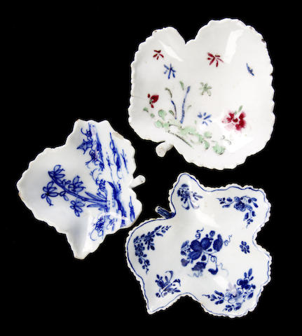 Appraisal: Three Bow pickle dishes circa - All of vine leaf