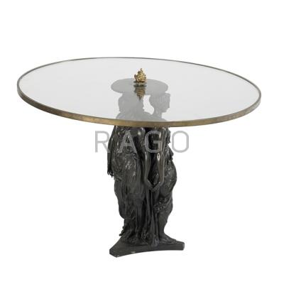 Appraisal: FRENCH BRONZE CENTER TABLE Three Graces figural base glass top