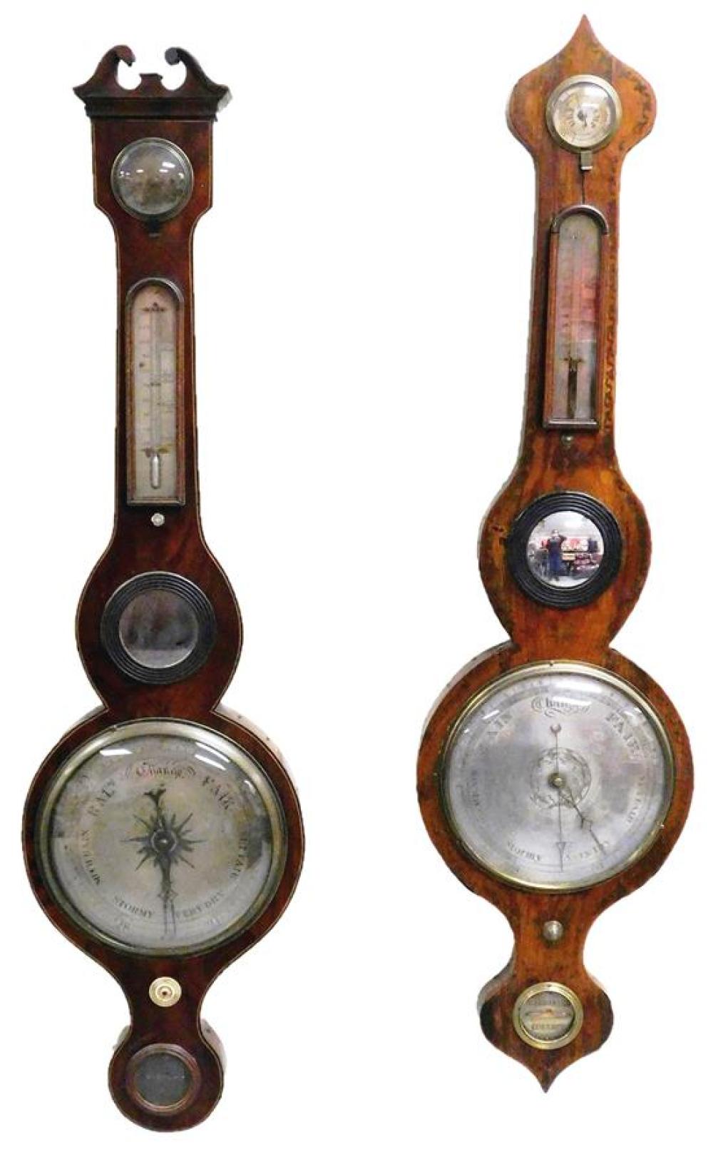 Appraisal: Two th C banjo wall barometers each in wooden case