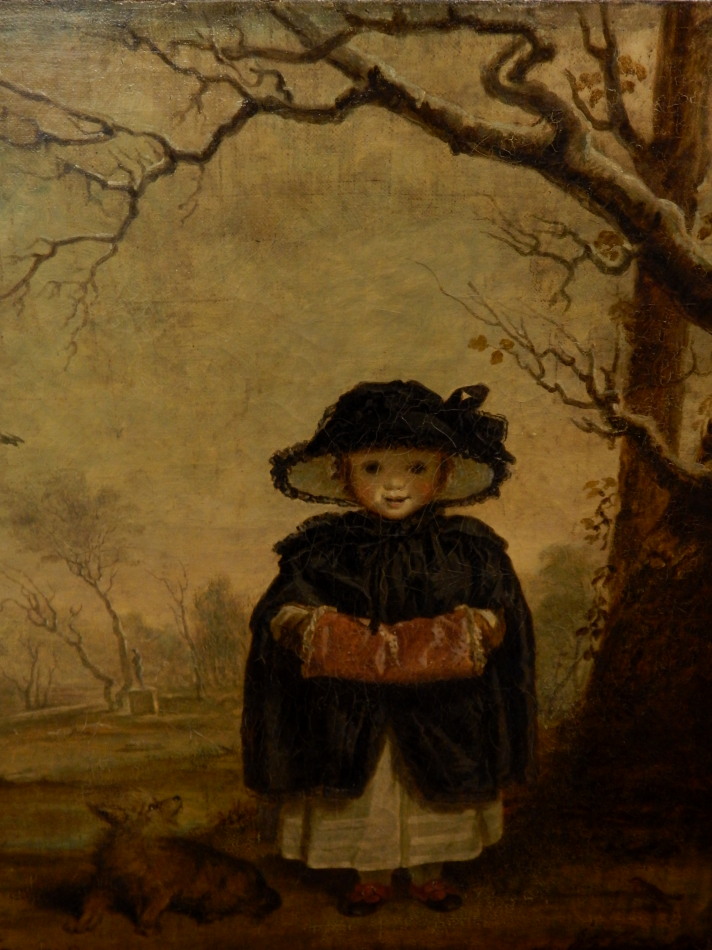 Appraisal: thC British School Young girl in coat and bonnet with