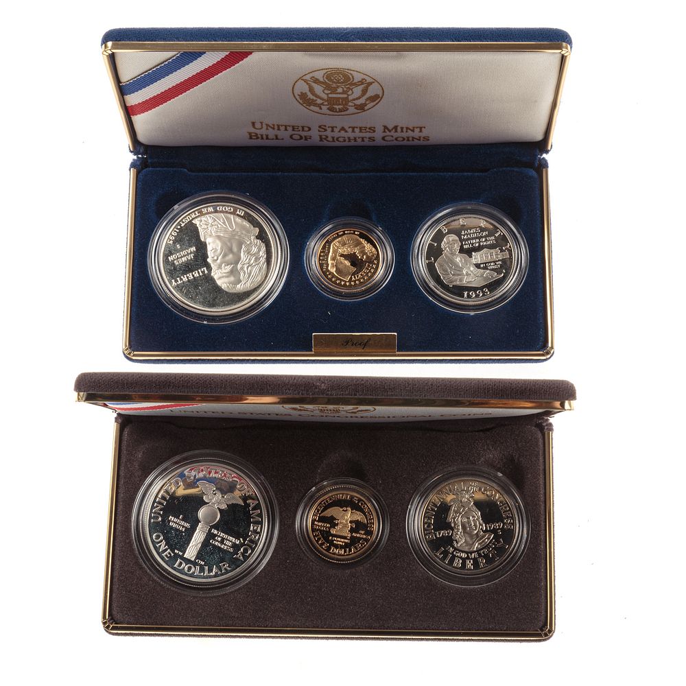 Appraisal: Congressional Bill of Rights Coin Sets w Gold Proof coin