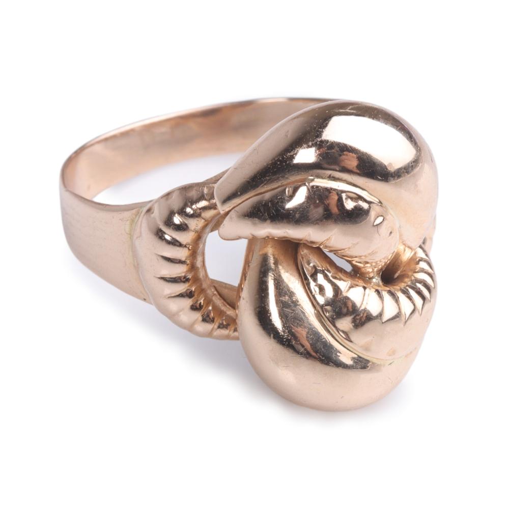 Appraisal: Vintage retro K rose gold puffy Love Knot ring dwt