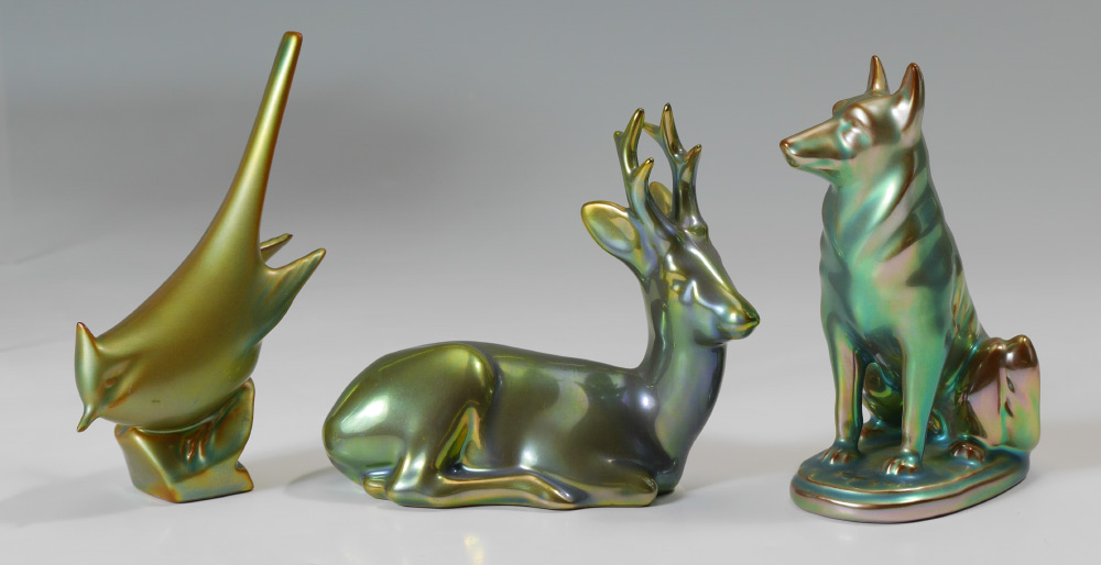 Appraisal: ZSOLNAY EOSIN FIGURES pieces total all with Zsolnay marks and