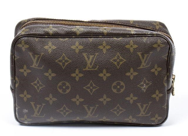 Appraisal: Louis Vuitton toiletry pouch size PM in brown and tan