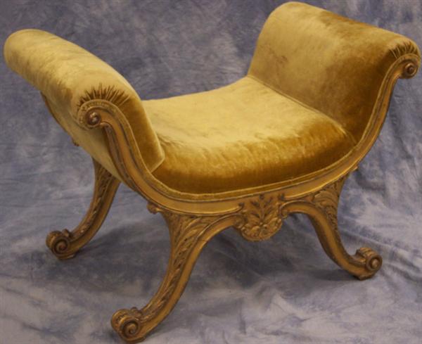 Appraisal: Gilt Italian curule form vanity bench x Estimate -