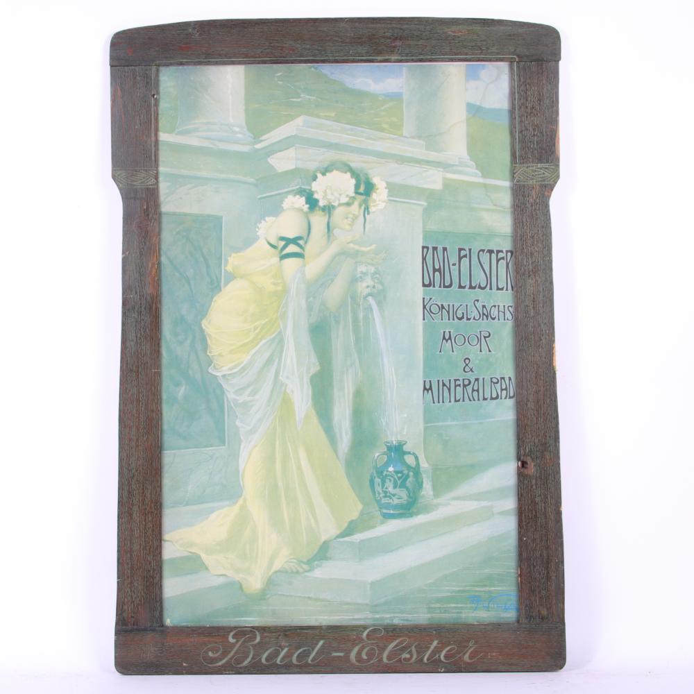 Appraisal: BAD-ELSTER GERMAN MINERAL SPRINGS SPA ART NOUVEAU TRAVEL ADVERTISING POSTER