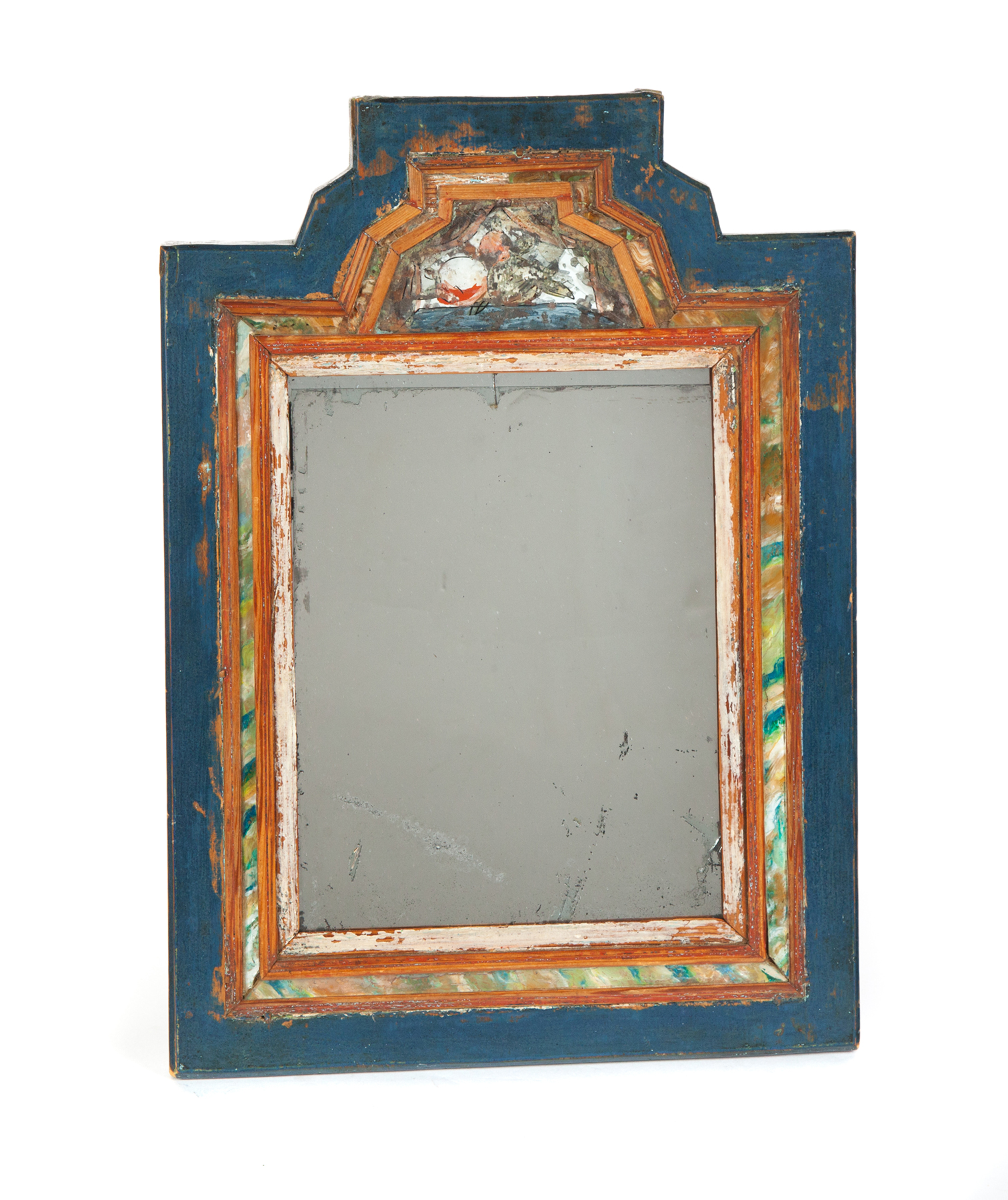 Appraisal: COURTING MIRROR Probably European st half- th century Reverse glass