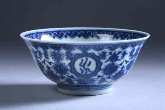 Appraisal: CHINESE BLUE AND WHITE PORCELAIN BOWL Qianlong four-character underglazed blue