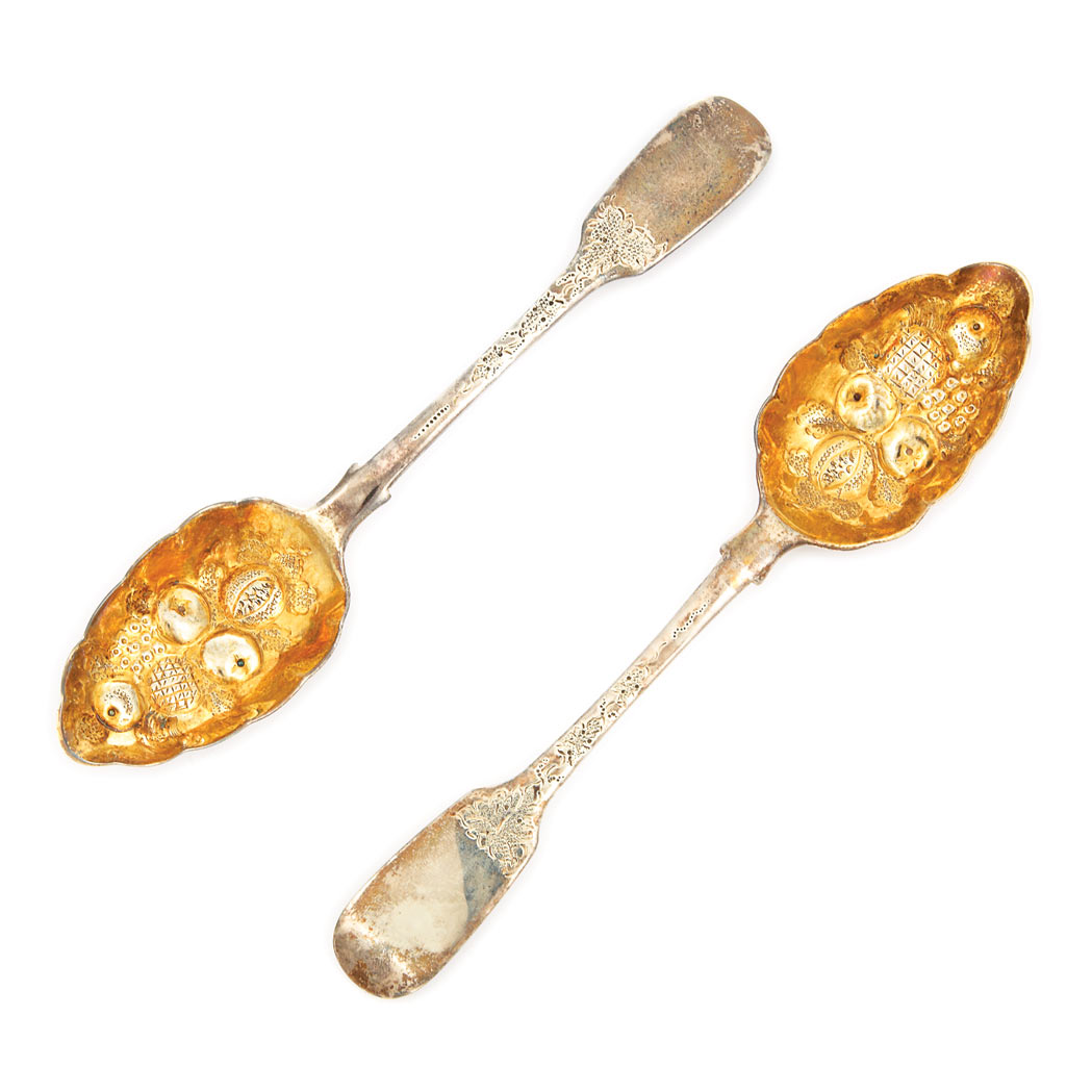 Appraisal: Two Silver Berry Spoons Gilt with hallmarks ap dwt Length