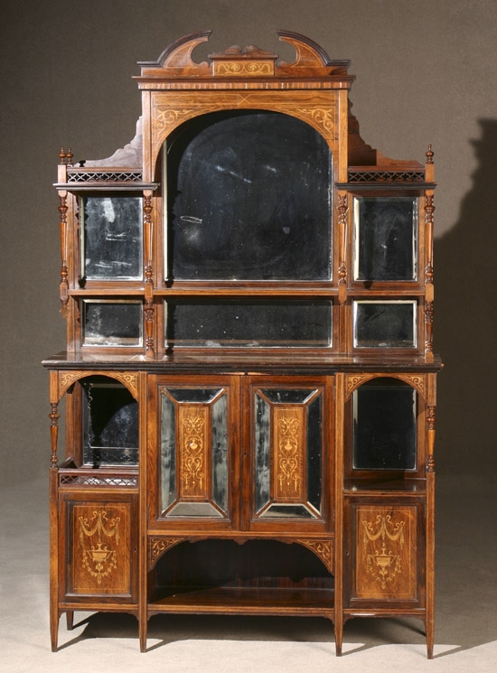 Appraisal: Victorian Satinwood Marquetry Rosewood Side Cabinet Late th Century In