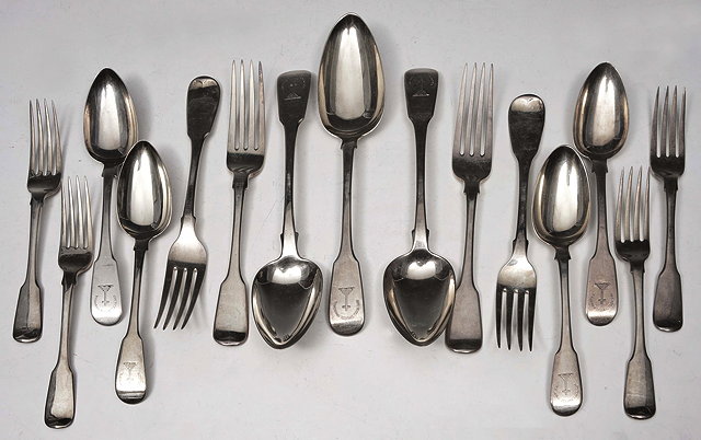 Appraisal: A PART SERVICE OF GEORGE III SILVER FIDDLE PATTERN FLATWARE