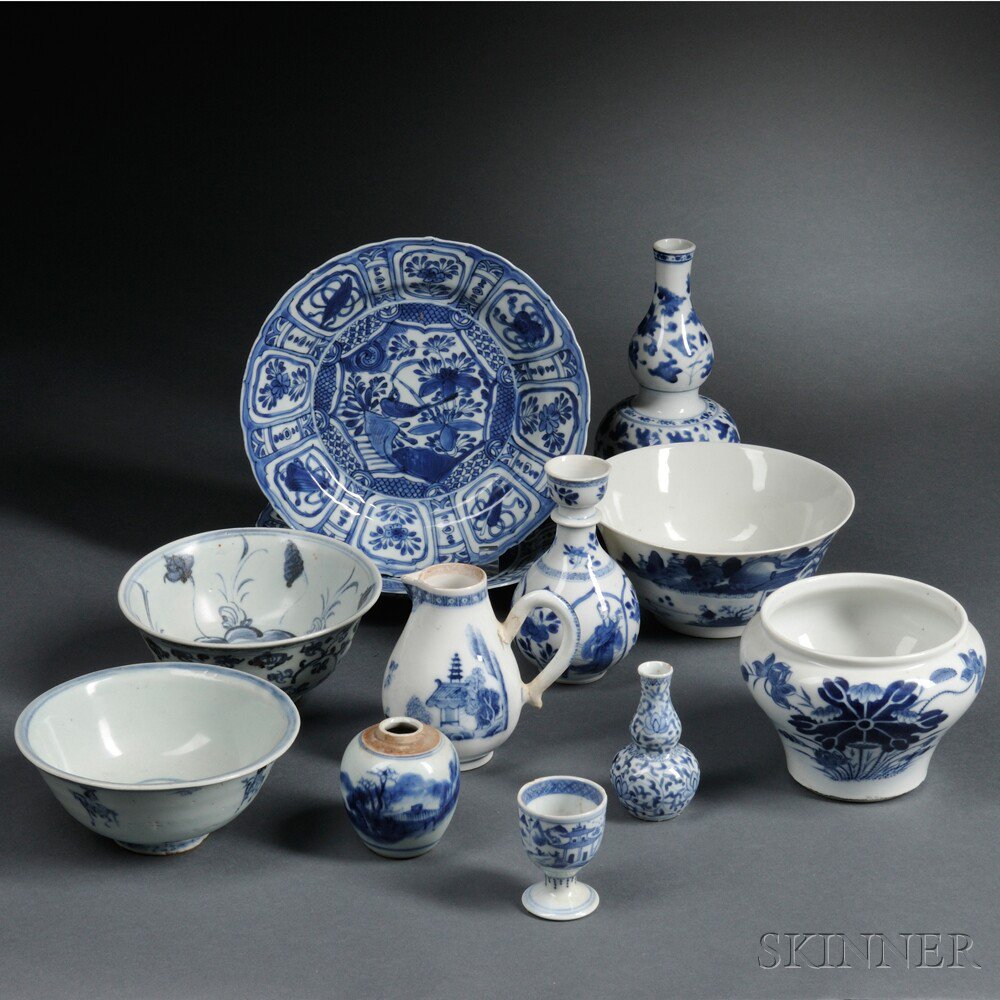 Appraisal: Group of Blue and White Porcelain Items Asia th th