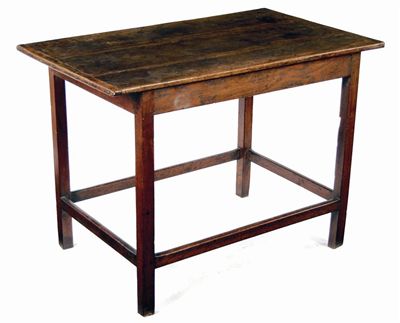 Appraisal: An th century oak table the boarded cleated end top