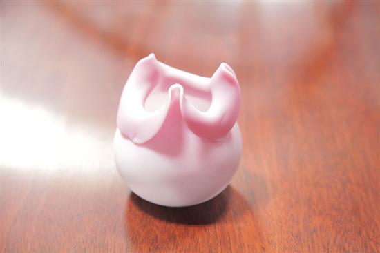 Appraisal: MT WASHINGTON PEACHBLOW VASE Pink to soft blue with tri-cornered