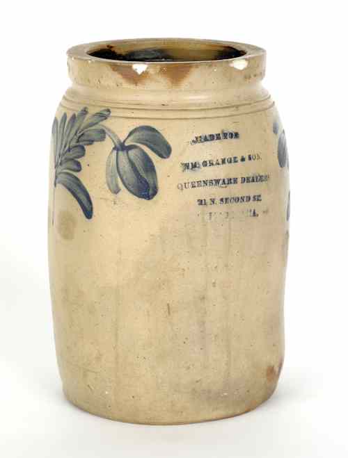 Appraisal: Pennsylvania stoneware crock th c probably Remmey impressed Made For