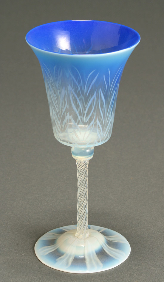 Appraisal: Tiffany Blue Pastel Favrile Glass Stem Goblet First Quarter th