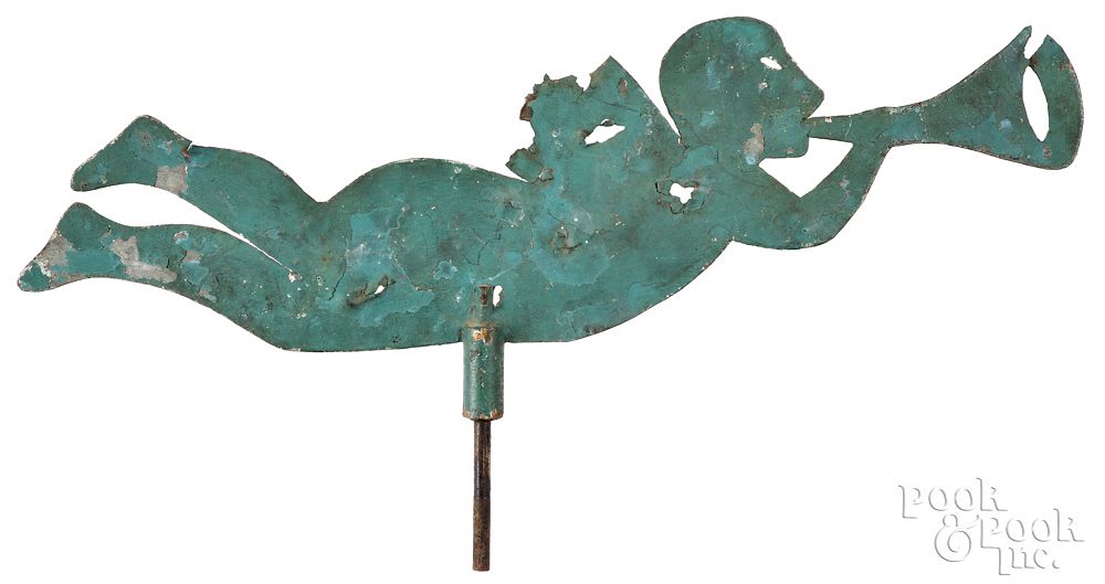 Appraisal: Painted sheet iron weathervane Painted sheet iron weathervane of the